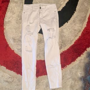 Soho Jeans High Waist Leggings. Ripped, White, Size 8.
